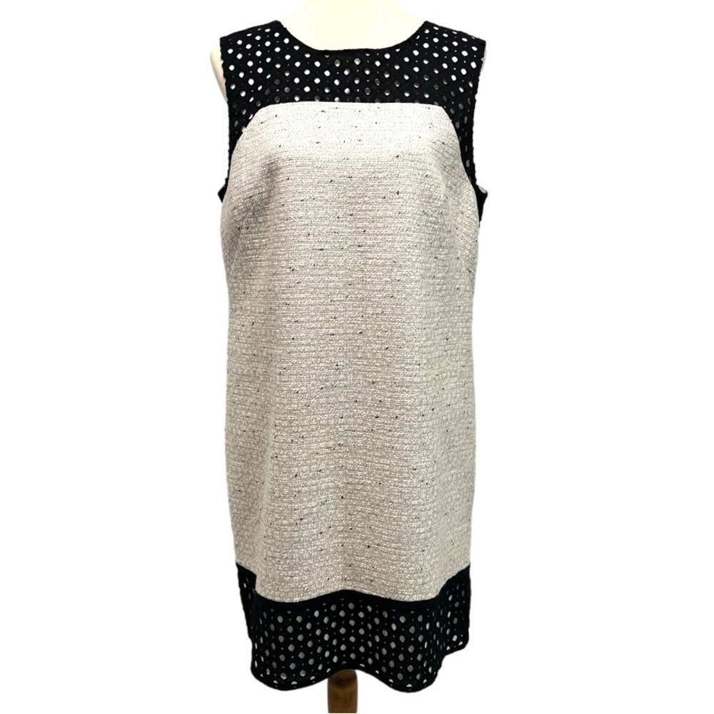 Ann Taylor Tweed Sleeveless Black Trim Casual Shift Dress Women’s 14 - Picture 12 of 12